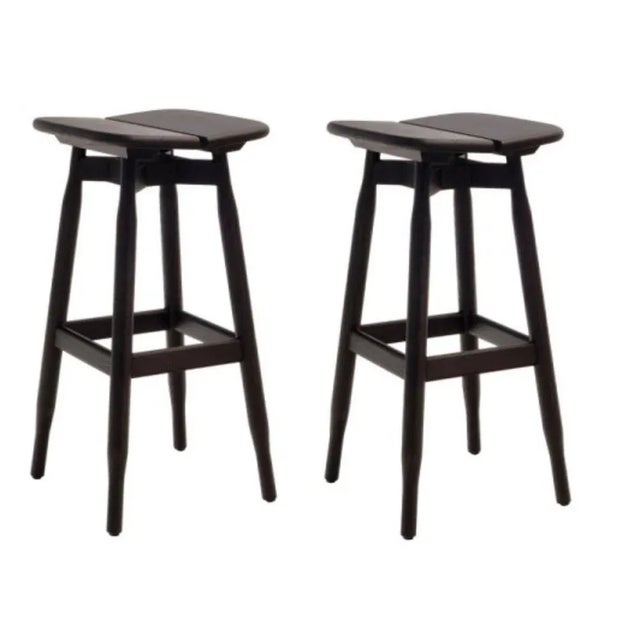 High Black Stained Oak Dom Stools by Marcos Zanuso Jr, Set of 2 | Chairish