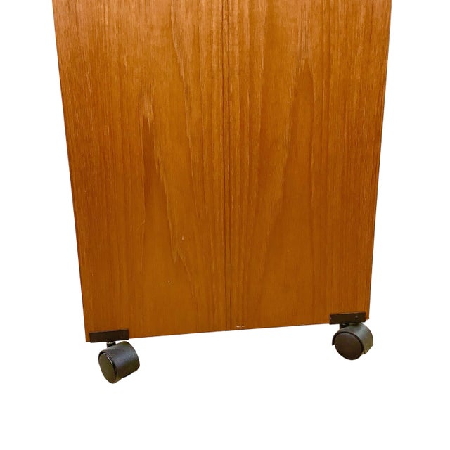 Vintage Mid-Century Modern Teak Rolling Desk or Console Table For Sale - Image 12 of 18