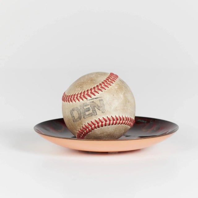 Copper plate by San Francisco artist Win Ng, c.1960s USA. A beautiful red enameled catchall or simply a décor piece. The...