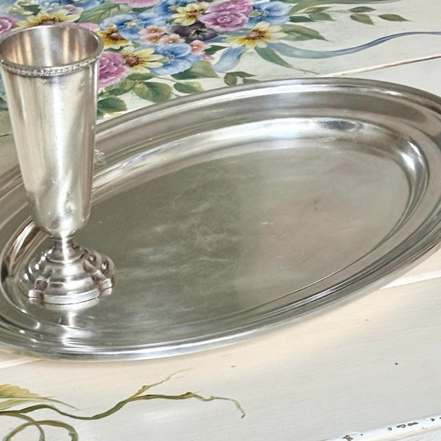 Vintage Hotel Silver Plated Platter Midday Club Serving Tray Wallace’s For Sale In Columbus - Image 6 of 9