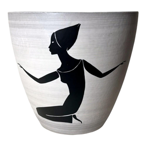 Mid 20th Century Sèvres Paul Milet Modernist French Cachepot in Hand-Painted Stoneware