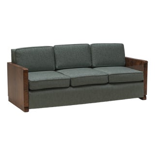 Art Deco 3-Seater Sofa in Burlwood, 1930s For Sale