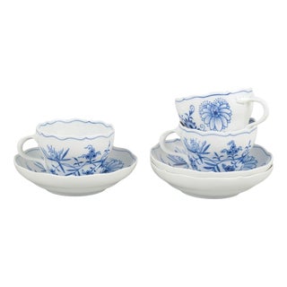 Porcelain Coffee Cups with Saucers from Meissen, Set of 6 For Sale