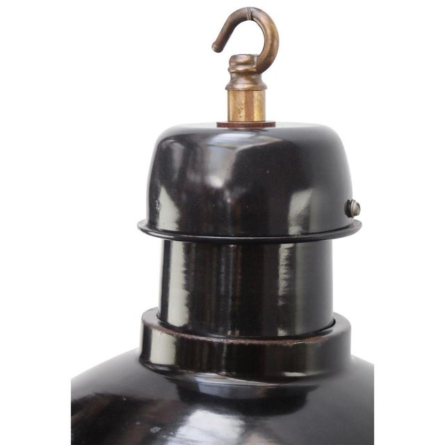 Large french black industrial pendant lamp by gal, france used in warehouses and factories in france and belgium. e26 /...