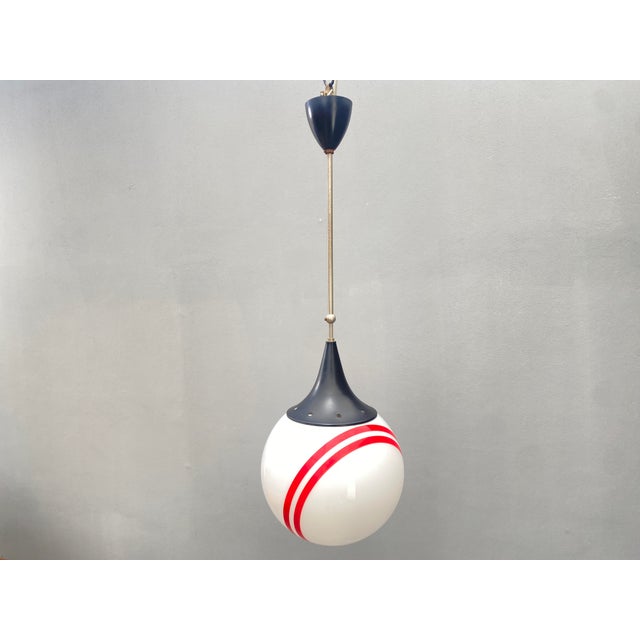 Glass Hanging Pendant Lamp with Round Glass Shade, 1970s For Sale - Image 7 of 18