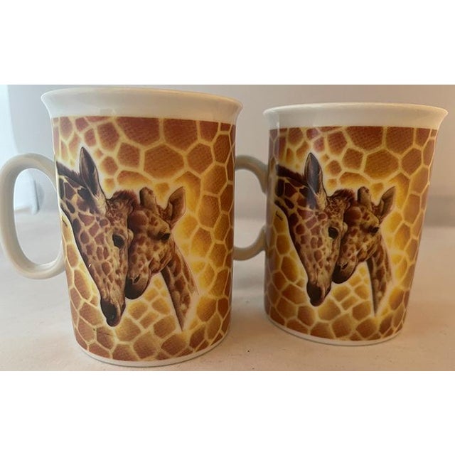 Vintage porcelain (bone china?) "Email" (Enamel?) french limoges giraffe and lion cups hand-painted in San Marino. Bright,...