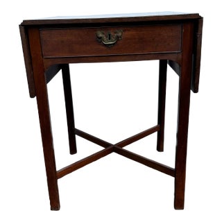 English Pembroke Drop Leaf Side Table With With X-Stretcher For Sale