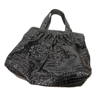A 1990s Century Black Plastic Huge Italian Tote Bag by Zanotti Giuseppe For Sale