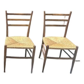 1970s Pair of Gio Ponti for Gerdau Ladder Back Chairs For Sale