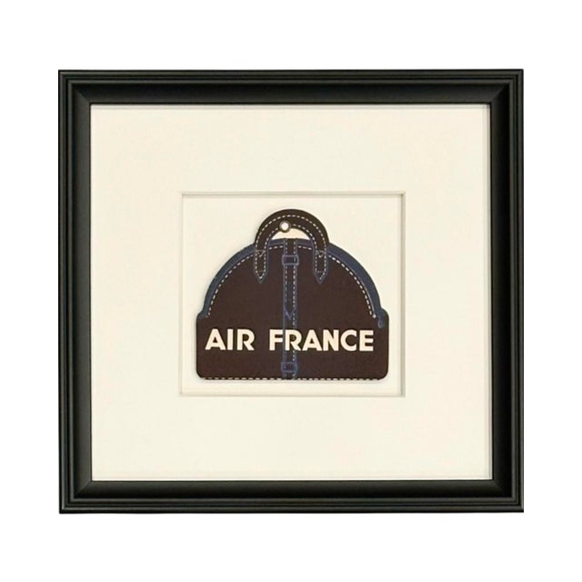 Wood Vintage Air France Framed Luggage Label For Sale - Image 7 of 9