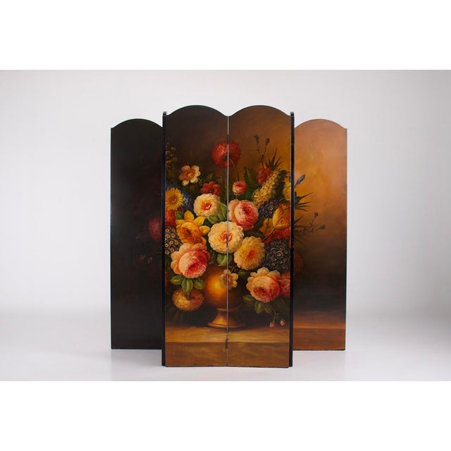 Six-Panel Painted Screen with Still Life, 1970s For Sale - Image 4 of 7
