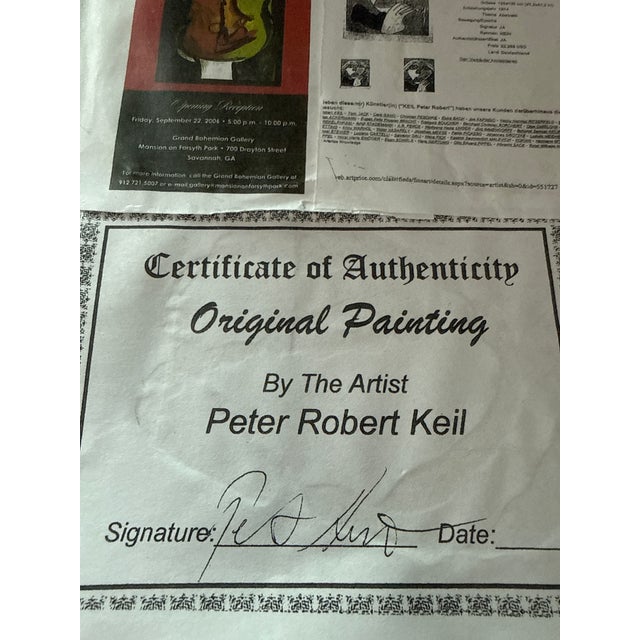 Paint 1970s Peter Keil Blue Picasso Female Cubist Painting, Framed For Sale - Image 7 of 7