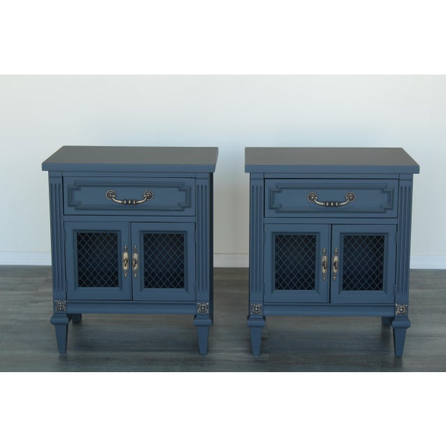 Pair of Mid Century Gray Painted Nightstands Chairish