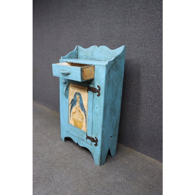 Country Painted Milk Cupboard With Blue Birds For Sale In Philadelphia - Image 6 of 16