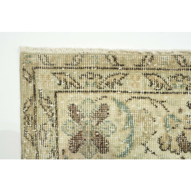 1970s 1970s Vintage Turkish Handmade Wool Cotton Beige Area Rug For Sale - Image 5 of 12