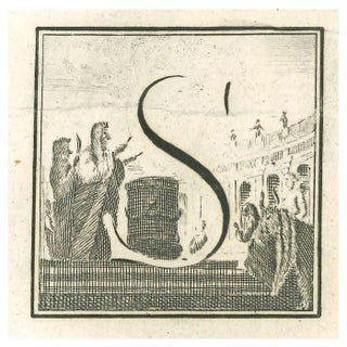 Luigi Vanvitelli, Letter of the Alphabet S, Etching, 18th Century For Sale