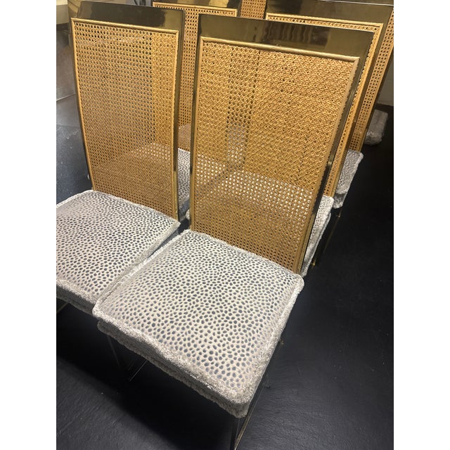 Mid-Century Modern Attributed to Milo Baughman for Thayer Coggin Vintage High Back Brass Dining Chairs For Sale - Image 3 of 7