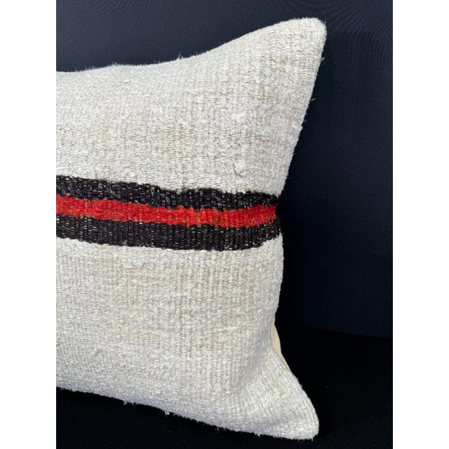 Contemporary Turkish Hemp Pillow Cushion Natural Beige Black Cushion Cover 20x20 For Sale - Image 3 of 4