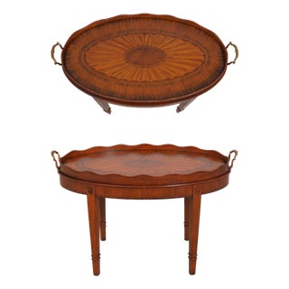 Maitland Smith Mahogany Oval Butlers Table For Sale