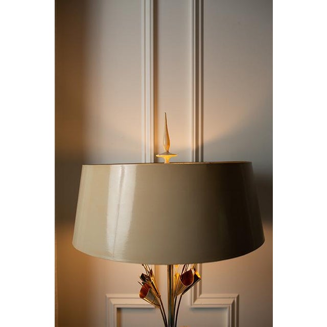 Mid-Century Modern 1970's Hollywood Regency French Lilly Pad Table Lamp, Maison Jansen Style For Sale - Image 3 of 10
