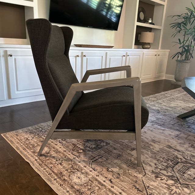 Mid-Century Modern Lillian August Modern Accent Lounge Chair – Gray Wood Frame & Charcoal Upholstery For Sale - Image 3 of 6
