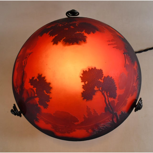 Burnt Orange French Art Deco Mushroom Lamp by Muller Freres - 1920s France For Sale - Image 8 of 18