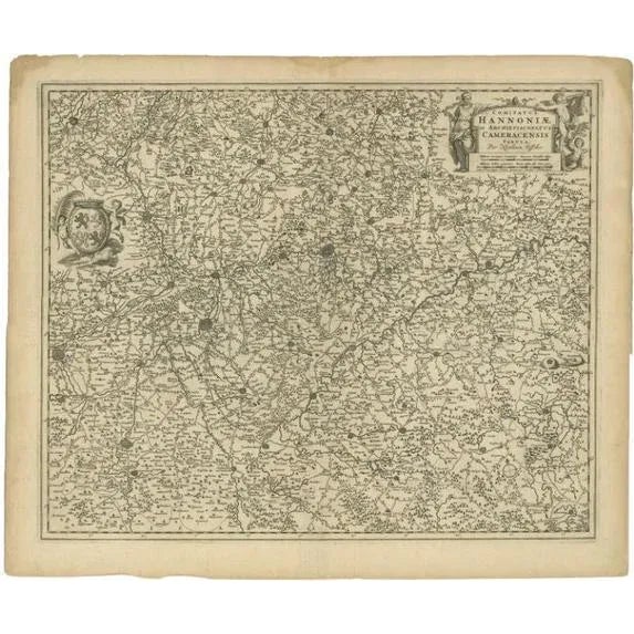 Antique Map of the Hainaut Region by Visscher, 1690 For Sale - Image 5 of 5