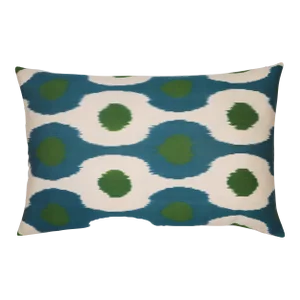 Contemporary Blue Green Handmade Silk Throw Pillow & Down Insert