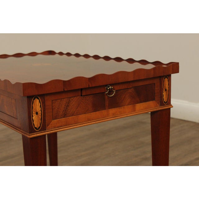 Hekman Federal Style Inlaid Mahogany And Yew Wood Side Table For Sale - Image 11 of 12