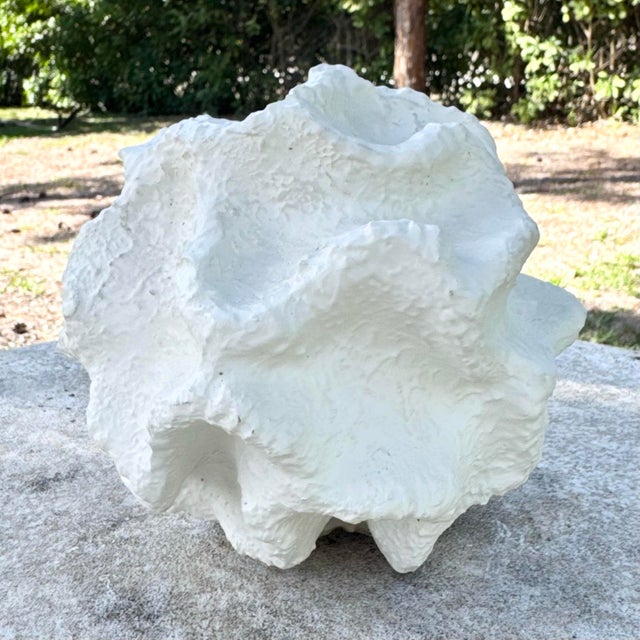 Contemporary Minimalist Abstract Textured Spherical Plaster Sculpture For Sale - Image 3 of 4