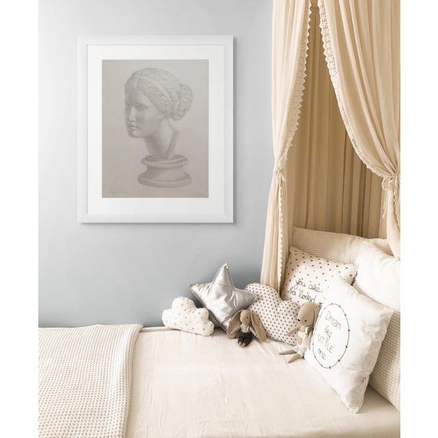 Paper “Venus De Milo” Original Classic Head Drawing Pencil on Paper by Anna Novick For Sale - Image 7 of 8