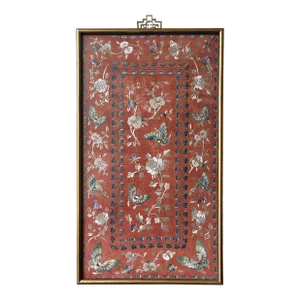 Exhibited Framed Fine Chinese Embroidery Silk Panel Qing Dynasty