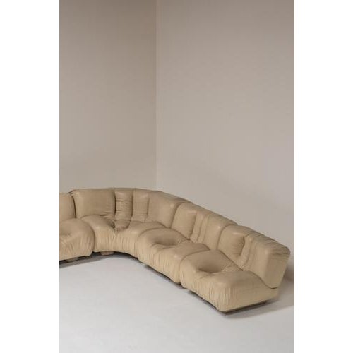 Modular Sofa in Beige Leather attributed to Rossi Di Albizzate, Italy, 1970s, Set of 5 For Sale - Image 12 of 17