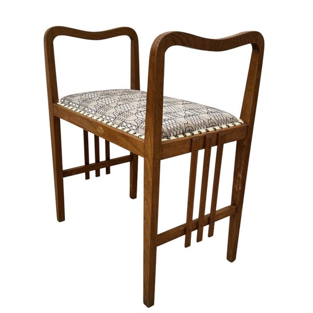 Vienna Secession Ottoman in Ashwood and Backhausen Fabric, Vienna, 1900s For Sale - Image 6 of 11