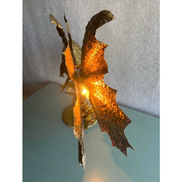 Large Vintage C1970s Brutalist Illuminated Brass Gold Fish Sculpture Attributed to Henri Fernandez For Sale - Image 11 of 12