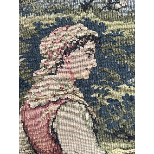 Vintage French Jacquard Tapestry Aubusson Ferryman, 1970s For Sale - Image 18 of 18