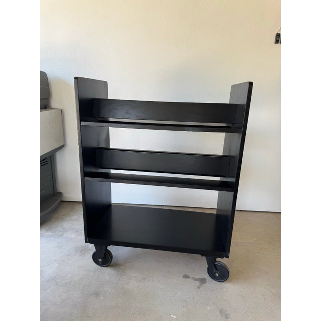 Mid 20th Century Pair of Vintage Library Carts Bookshelves For Sale - Image 4 of 11