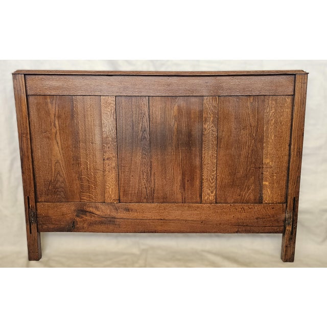 French 1920s Solid Oak Bed Frame Carved Floral Design Full / Queen Adaptable For Sale - Image 17 of 17