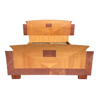 Late 20th Century Art Deco Style Queen Size Bed Frame by Italian Alf Design Group For Sale