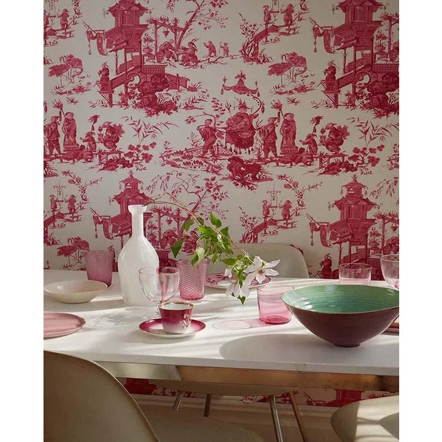 Schumacher Schumacher Chinois Wallpaper in Peony For Sale - Image 4 of 5