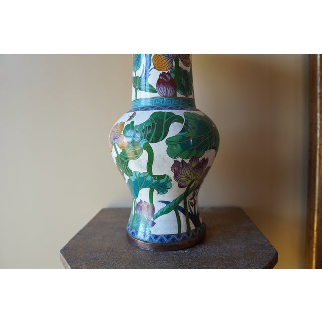 Vintage Porcelain Flower Tall Vase For Sale - Image 12 of 13
