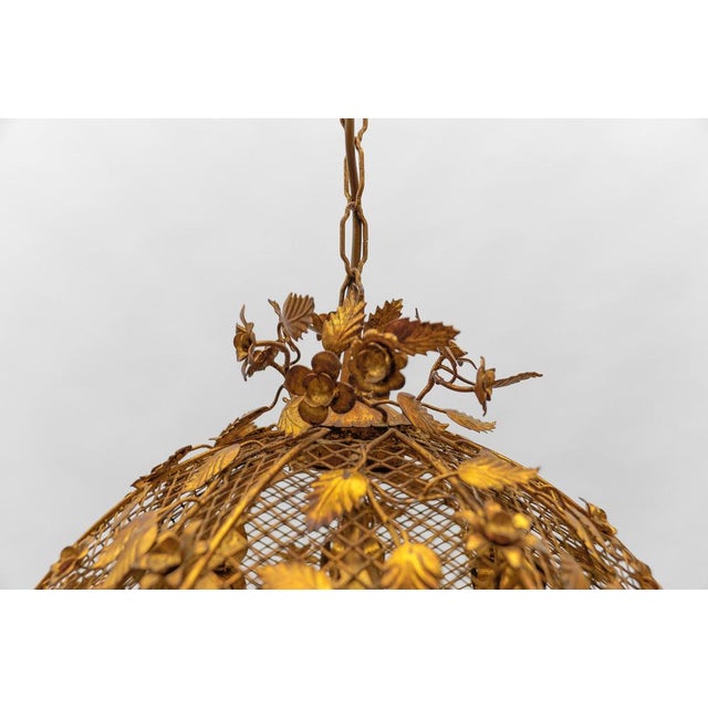 Large Golden Flower Ceiling Lamp by Hans Kögl, Germany, 1970s For Sale - Image 13 of 15