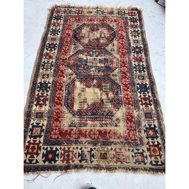 Persian Early 20th Century Caucasia Throw Rug Character and Detailed Border Rug 3.3 x 5 For Sale - Image 3 of 8