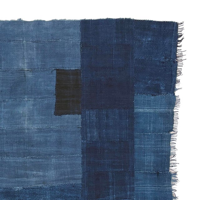 American Distressed Cotton Fort Moultrie Liberty Flag Made From Vintage Indigo For Sale - Image 3 of 4