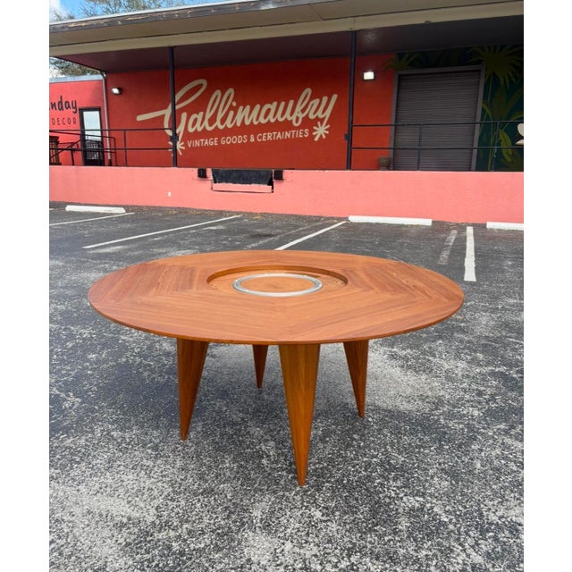 Late 20th Century Danish Modern Sun Cabinet Co Teak Dining Table W Lazy Susan For Sale - Image 5 of 13