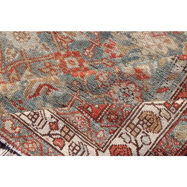 Red Antique Persian Malayer With All-Over of Herati Design in Red and Blue For Sale - Image 8 of 9