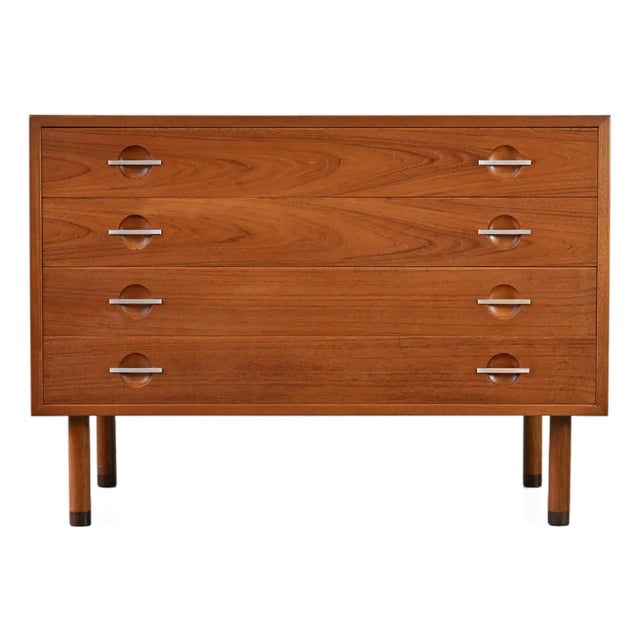 Vintage 4-Drawer Chest of Drawers in Teak by Hans Wagner for Ry Möbler For Sale