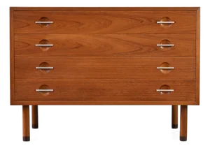 Vintage 4-Drawer Chest of Drawers in Teak by Hans Wagner for Ry Möbler