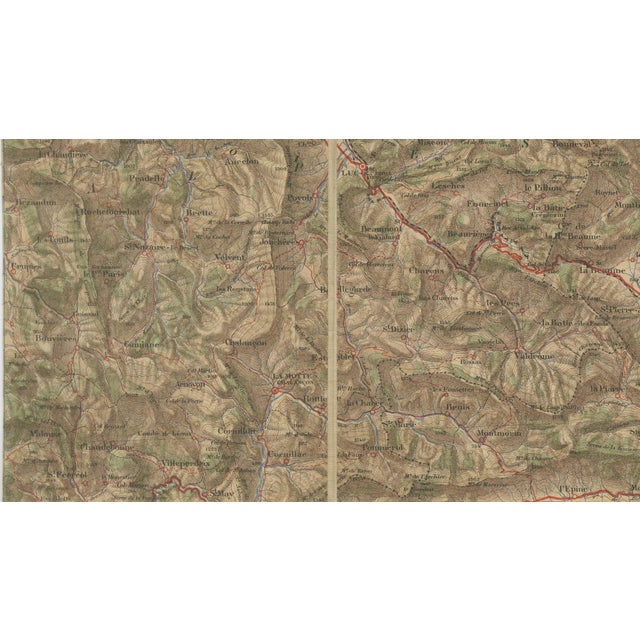 Paper Antique French Alps Map of Albertville & Briançon by Edward Stanford, 1908 For Sale - Image 7 of 10