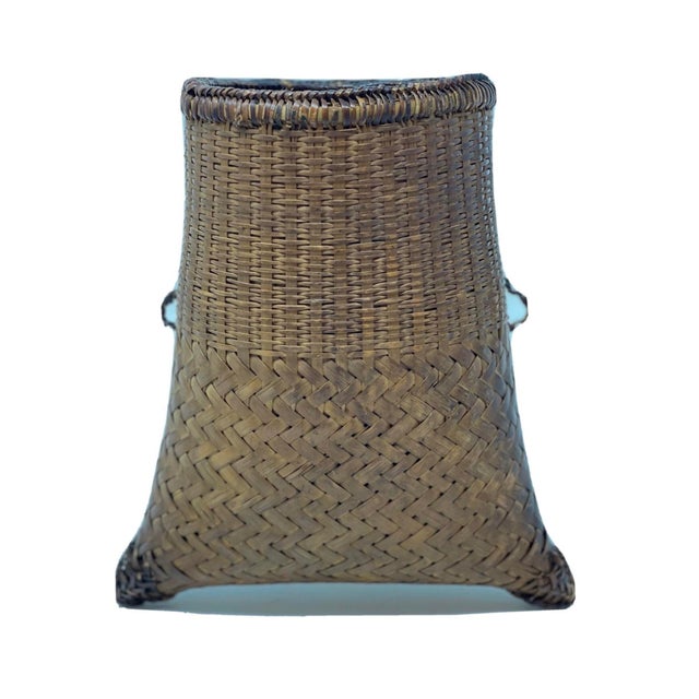 Asian Mid 20th Century Asian Bamboo Gathering Basket For Sale - Image 3 of 7